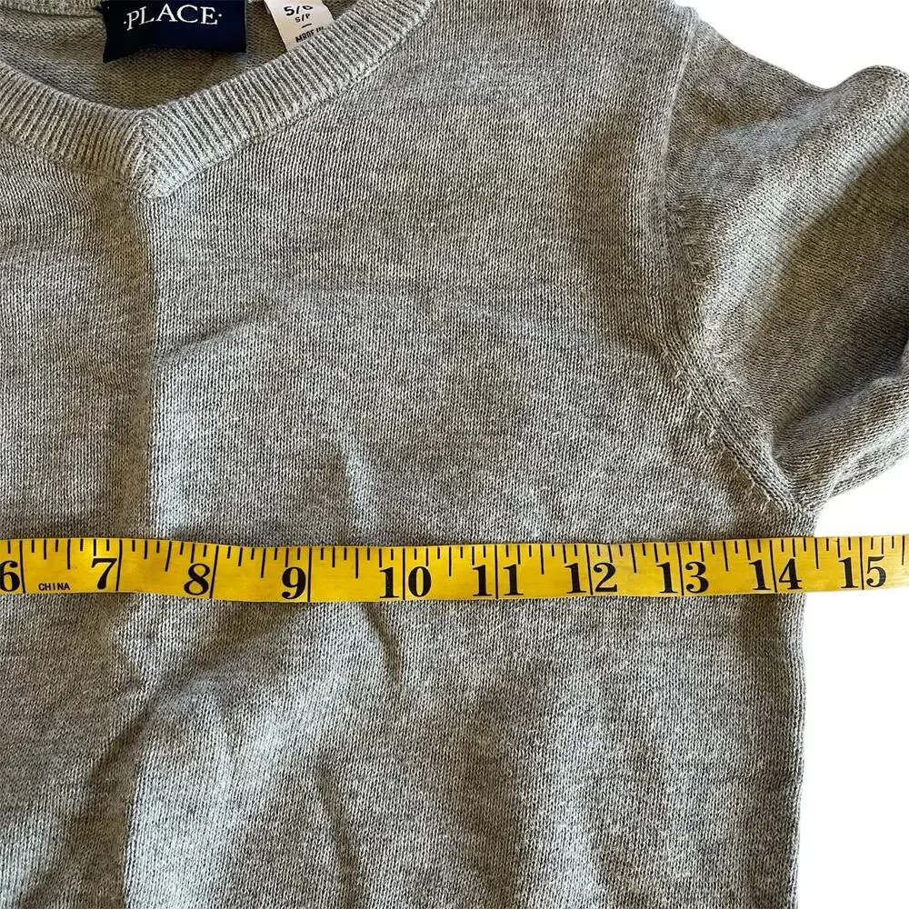 The Children's Place Gray V-Neck Sweater Boys‎ Size 5/6 Lightweight Cotton